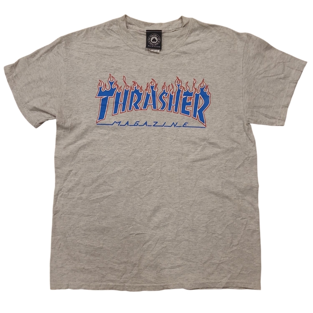 Thrasher T-Shirt Mens Medium Blue + Red Logo